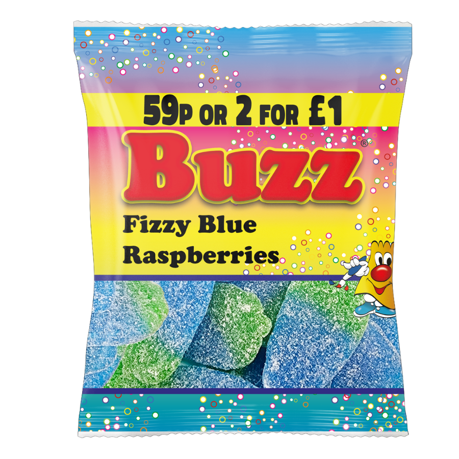 Buzz Sweets Fizzy Blue Raspberries | Kids Bags