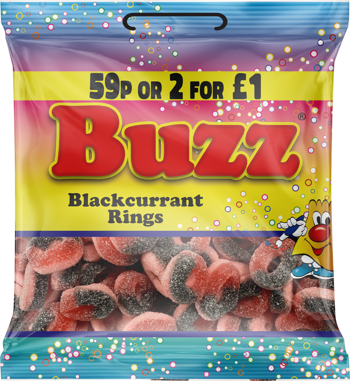 Buzz Sweets Blackcurrant Rings | Kids Bags