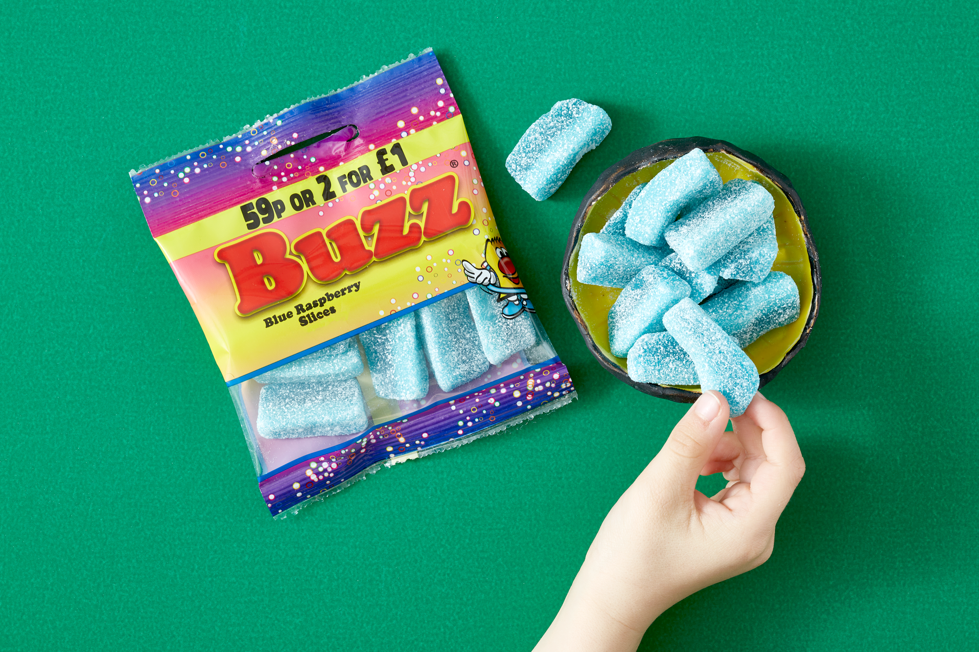 Buzz Sweets Sour Blue Raspberry Slices | Kids Bags