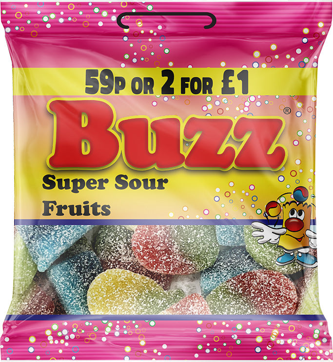 Buzz Sweets Super Sour Fruits | Kids Bags