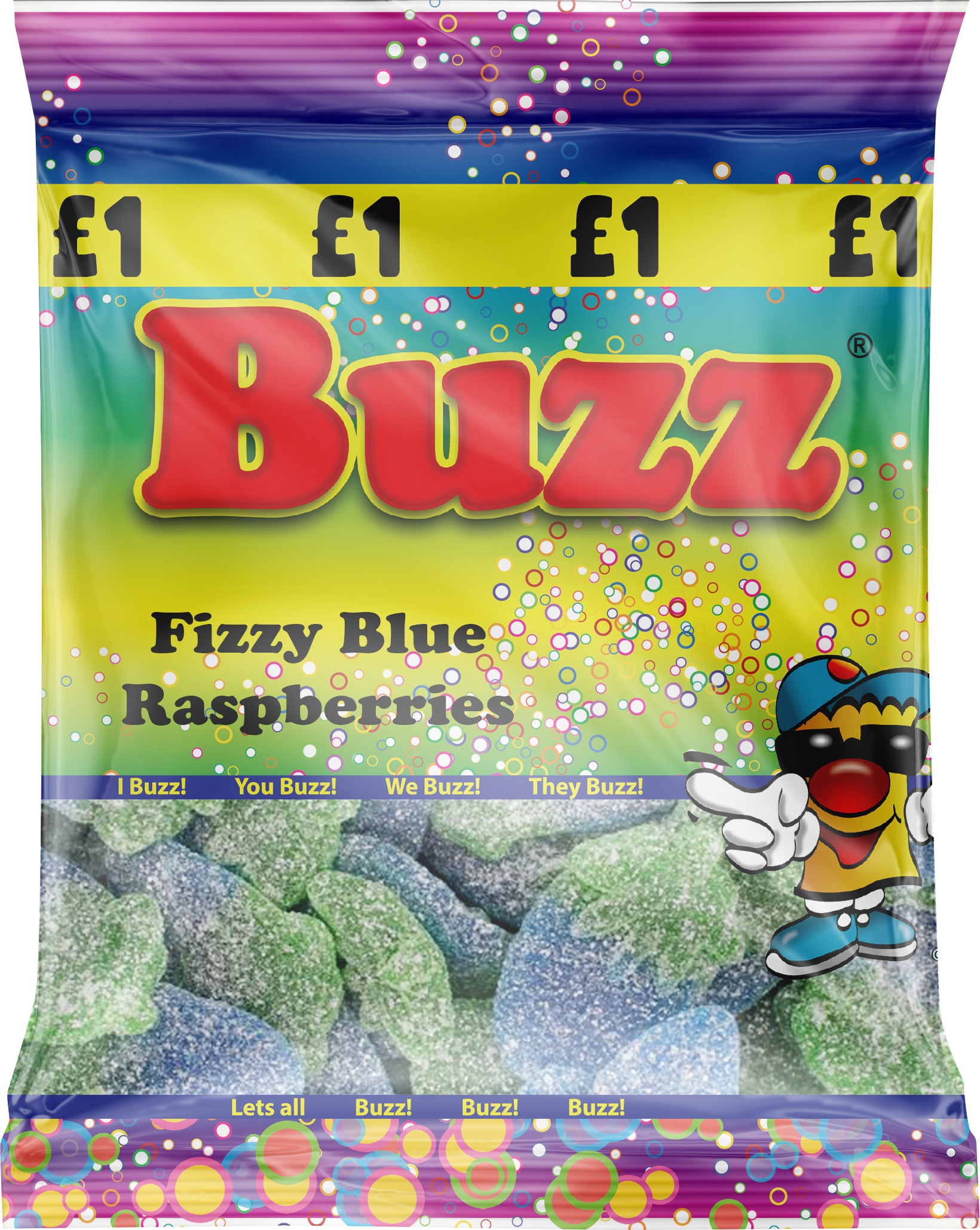 Buzz Sweets Fizzy Blue Raspberries | Share Pack