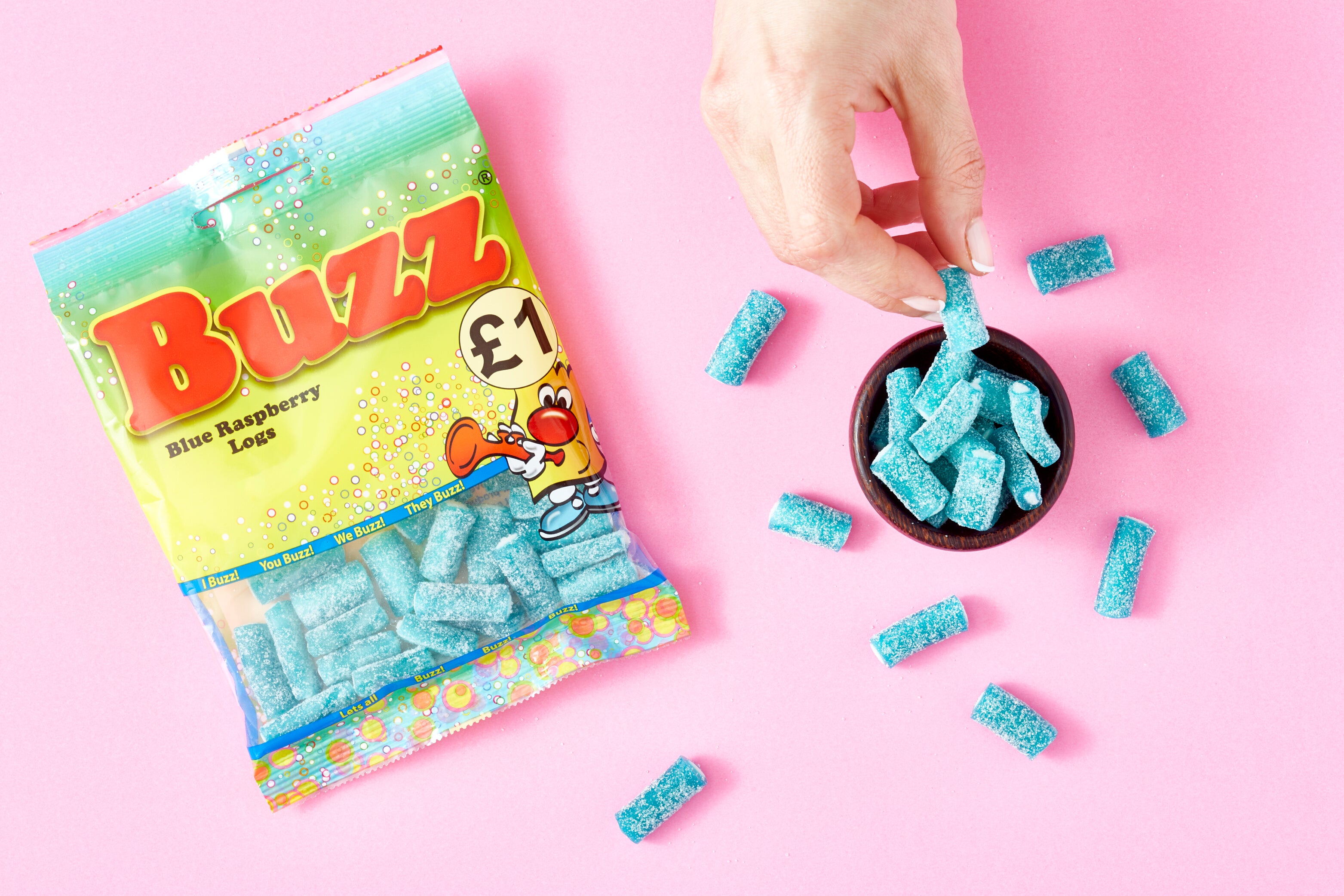 Blue Raspberry Logs Buzz Sweets Fizzy Raspberry Logs - Next Day Delivery UK | Britain's ...