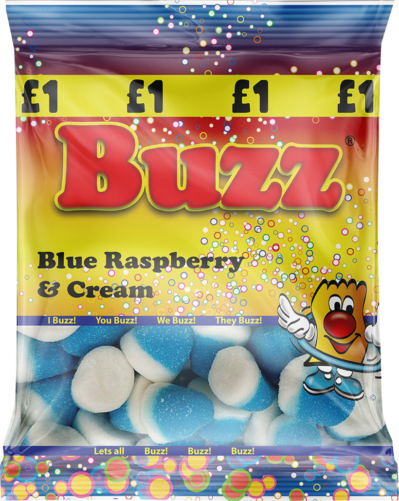 Buzz Sweets Blue Raspberry & Cream_Share Packs| UK Free Delivery