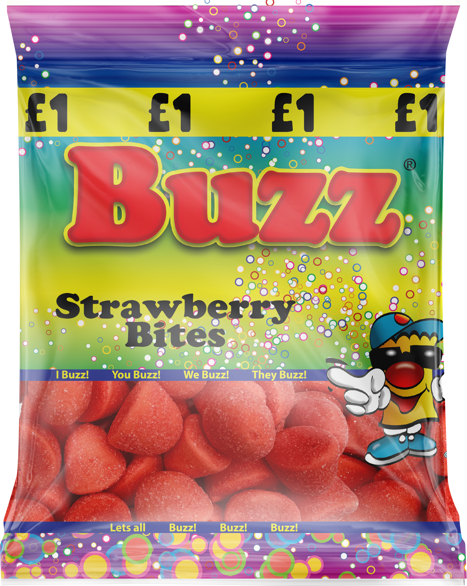Buzz Sweets Strawberry Bites | Share Bags