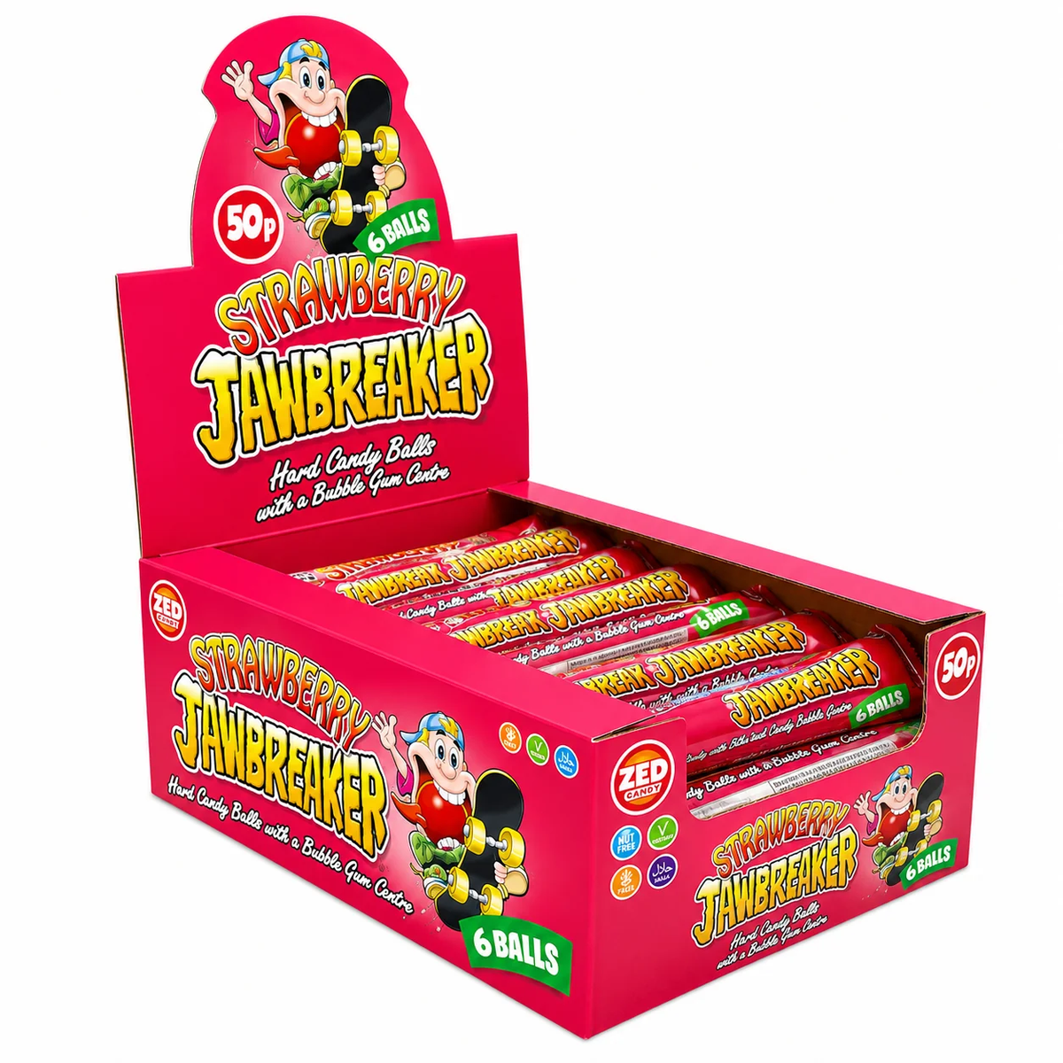 ZED Strawberry 6 Ball Jawbreaker 24x50p