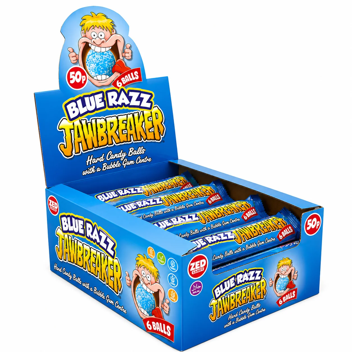 ZED Blue Razz 6 Ball Jawbreaker 24x50p