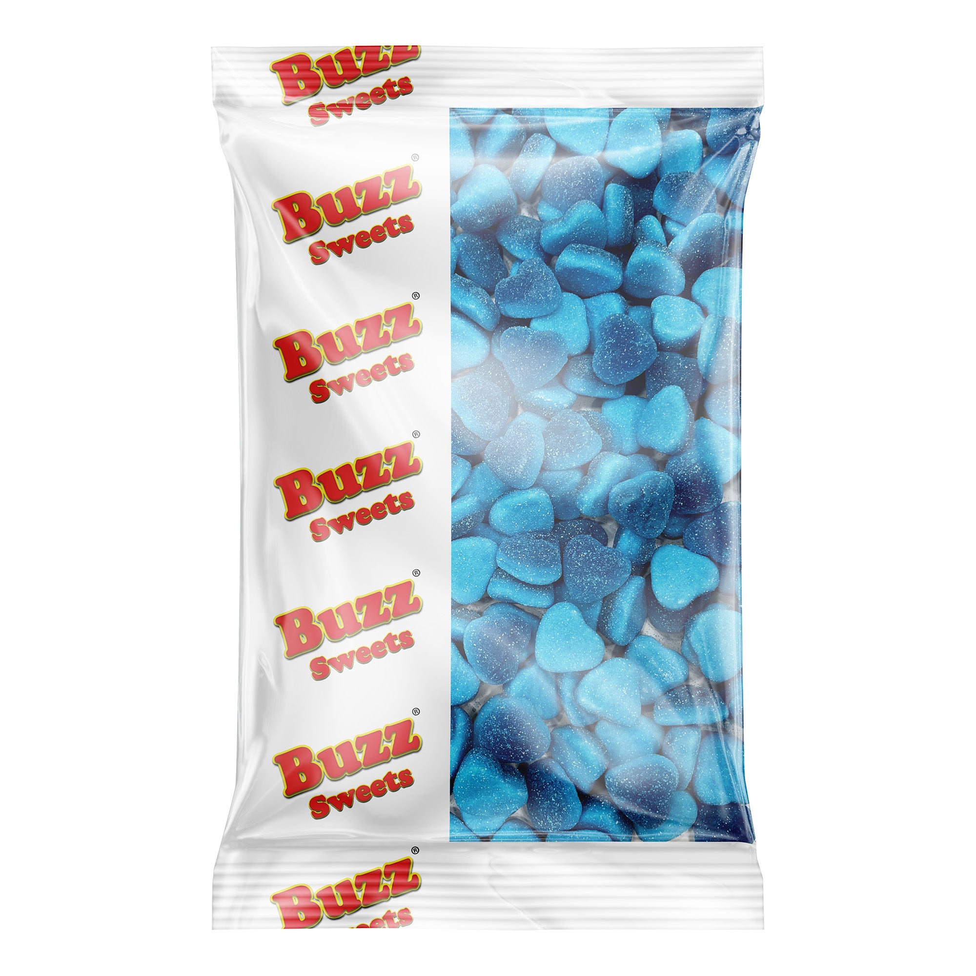 Buzz Sweets Sour Blue Raspberry Hearts | Bulk Bags