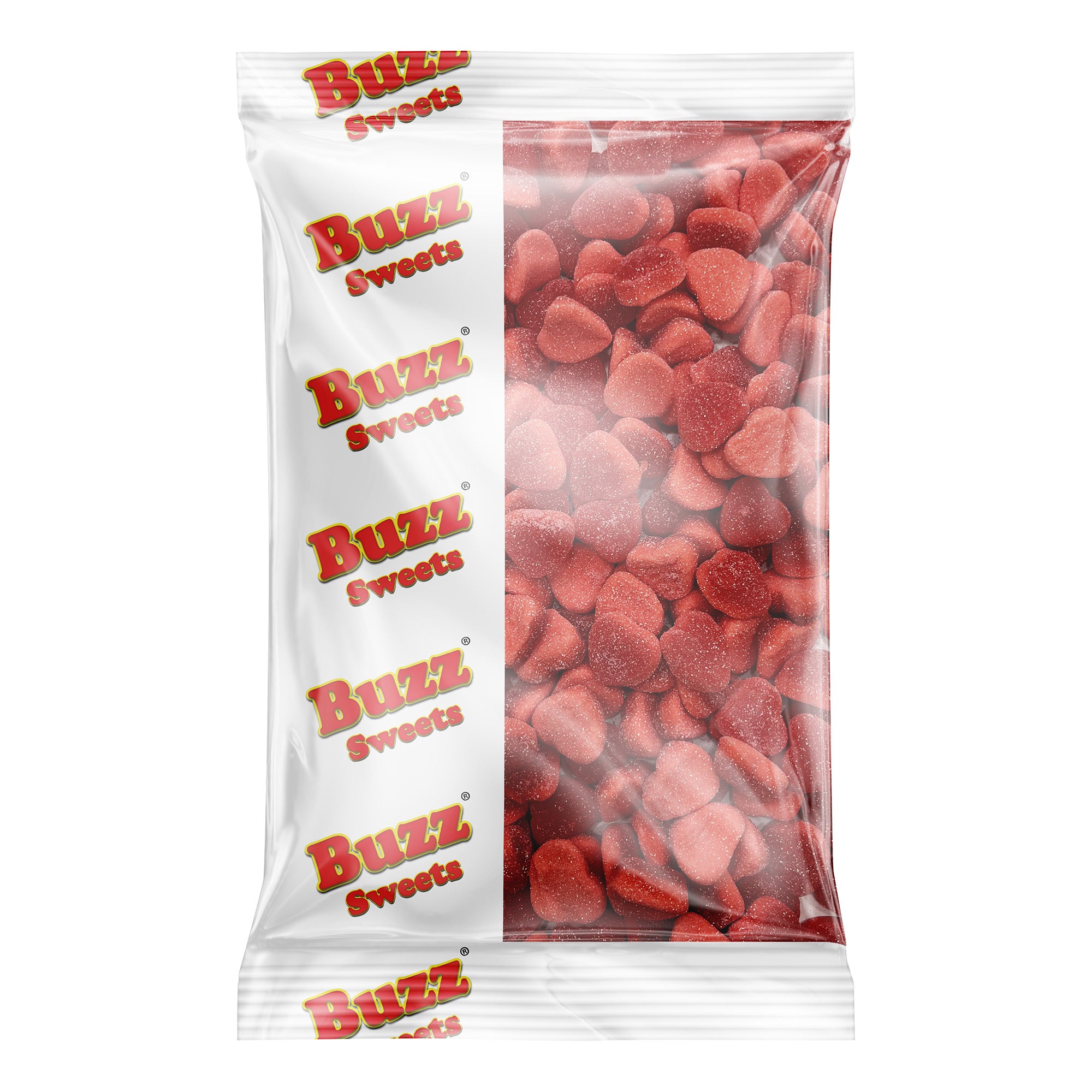 Buzz Sweets Sour Strawberry Hearts | Bulk Bags