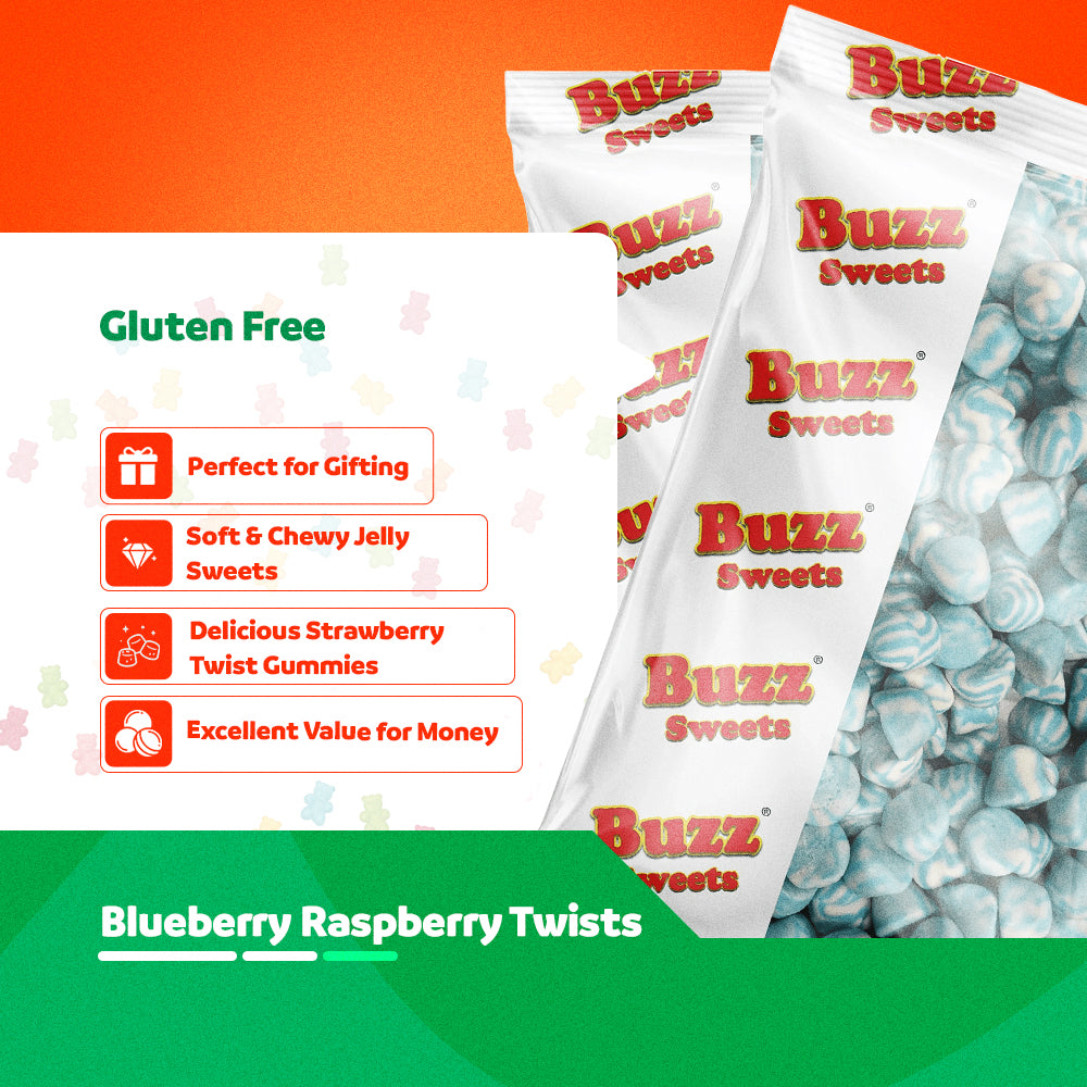1kg Bags-Blueberry Raspberry Twists - Buzz Sweets UK Free Delivery