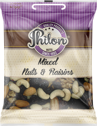 Packet Of Mixed Nuts & Raisins By Philon Nuts. Sell For £1 Per Packet.