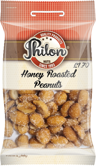 Packet Of Honey Roast Peanuts By Philon Nuts. Sell for £1.70 Per Packet.