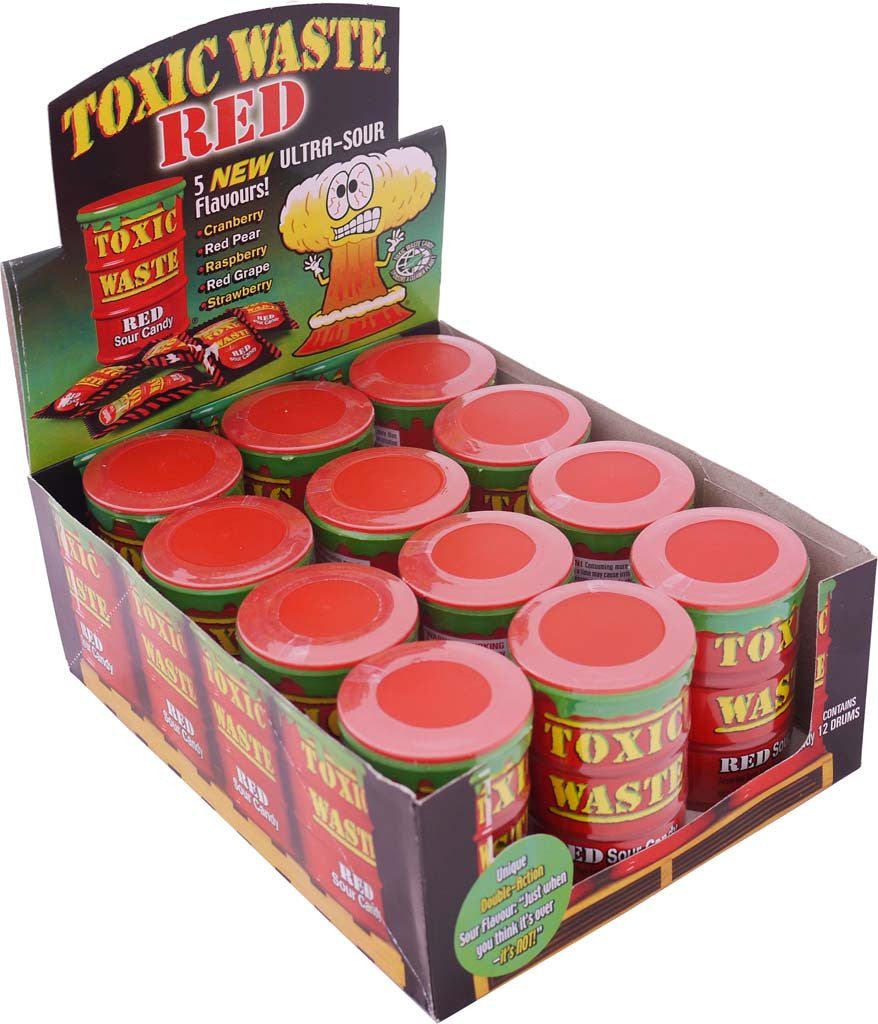 Toxic Boxes Buy Red Toxic Waste 12 x £1 from - Buzz Sweets UK