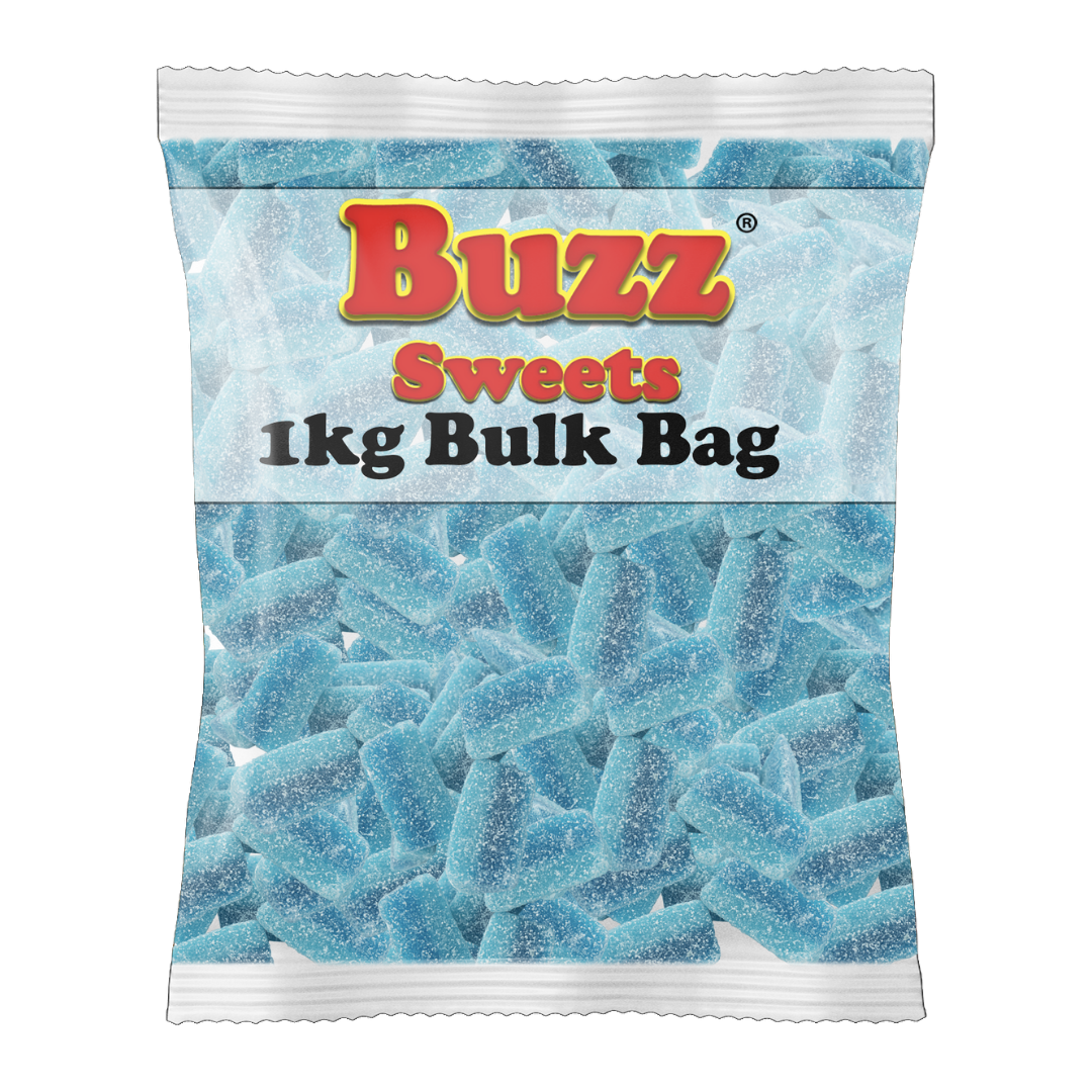 Blue Raspberry Buzz Ball Bulk 1kg Bags of Blue Raspberry Slices 39p 3 for £1 - Buzz Sweets UK