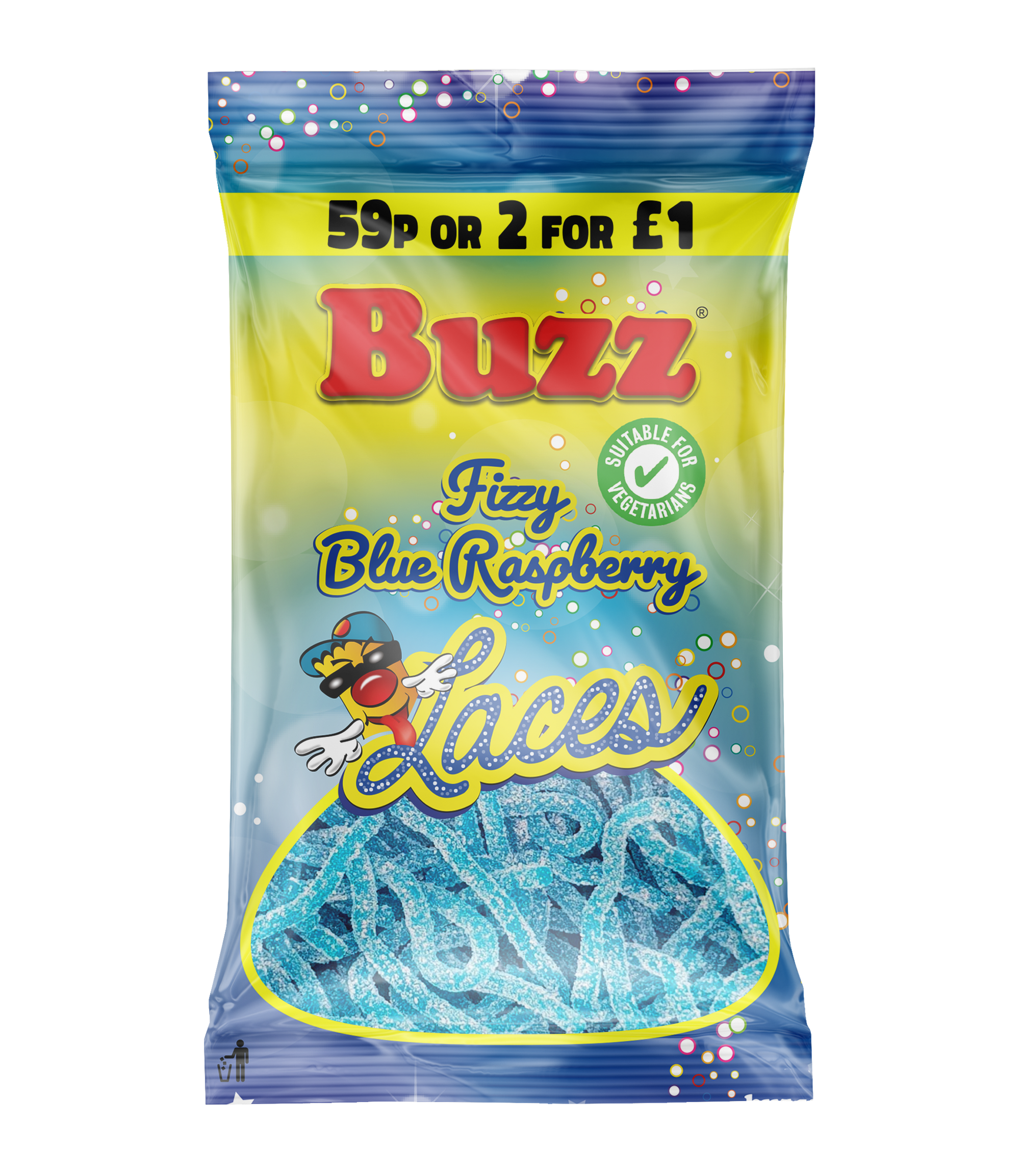 Fizzy Blue Raspberry Flavoured Laces