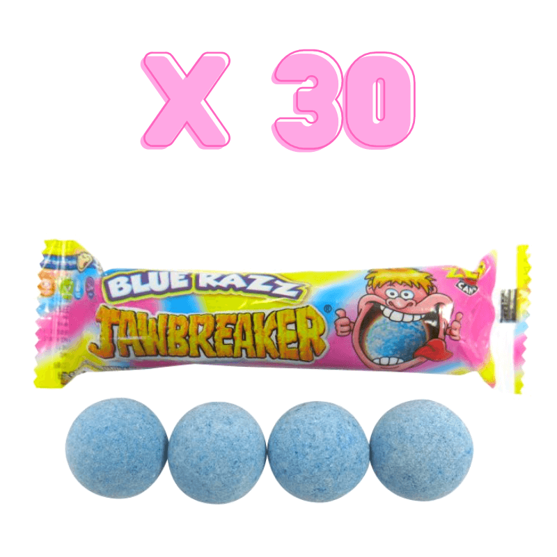 30 individual packets of blue raspberry flavour jawbreakers!