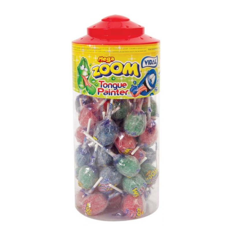 Tub of 50 large tongue painter lollipops.