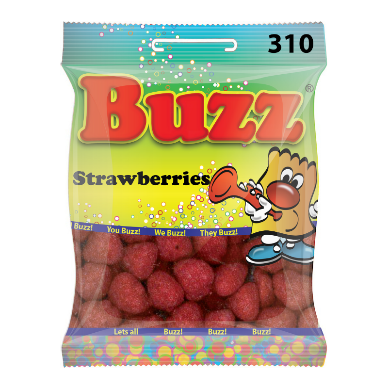 10 Packets Of Strawberries by Buzz Sweets. Sell at £1 Per Packet.