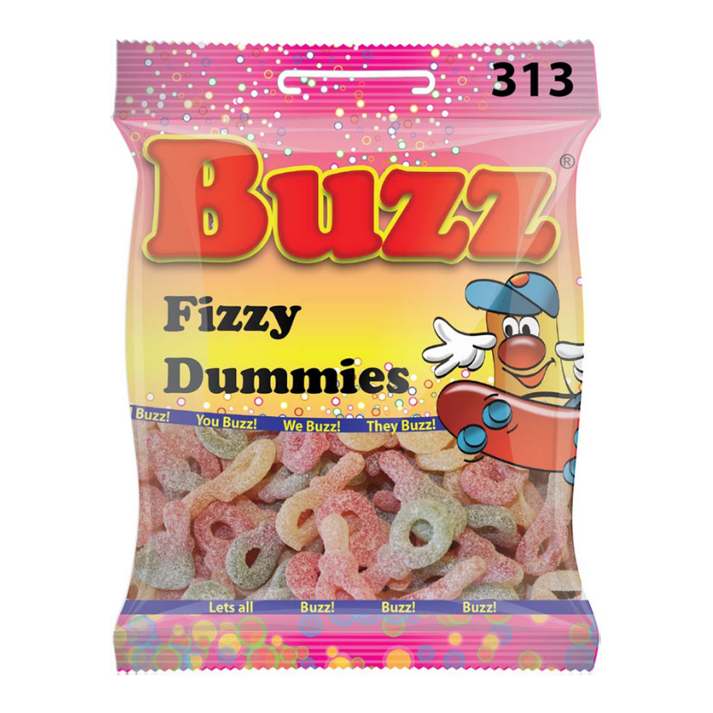 10 Packets Of Fizzy Dummies by Buzz Sweets. Sell at £1 Per Packet.