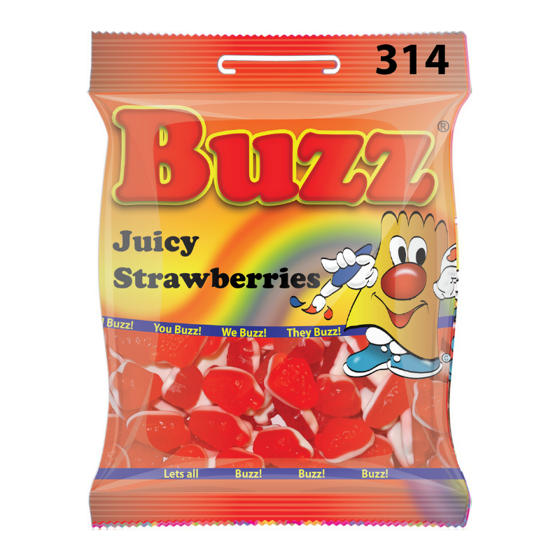 10 Packets Of Juicy Strawberries by Buzz Sweets. Sell at £1 Per Packet.