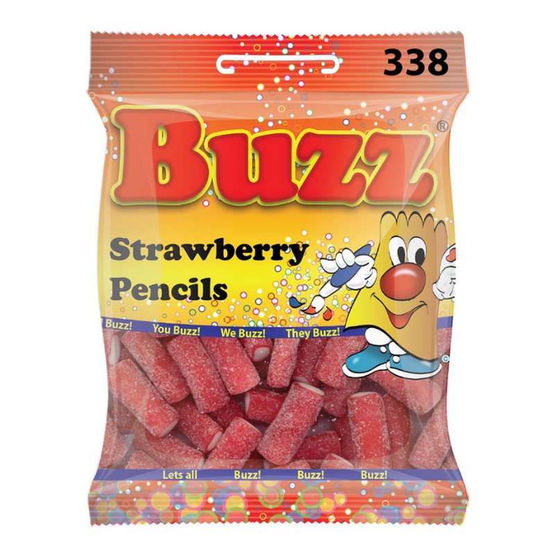 10 Packets Of Strawberry Logs By Buzz Sweets. Sell for £1 each.