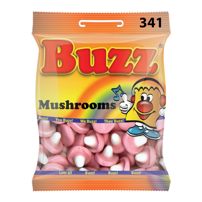10 Packets Of Mushrooms By Buzz Sweets. Sell for £1 each.