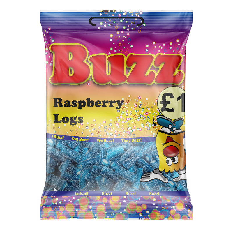 Blue Raspberry Logs Buzz Sweets Fizzy Raspberry Logs - Next Day Delivery UK | Britain's ...